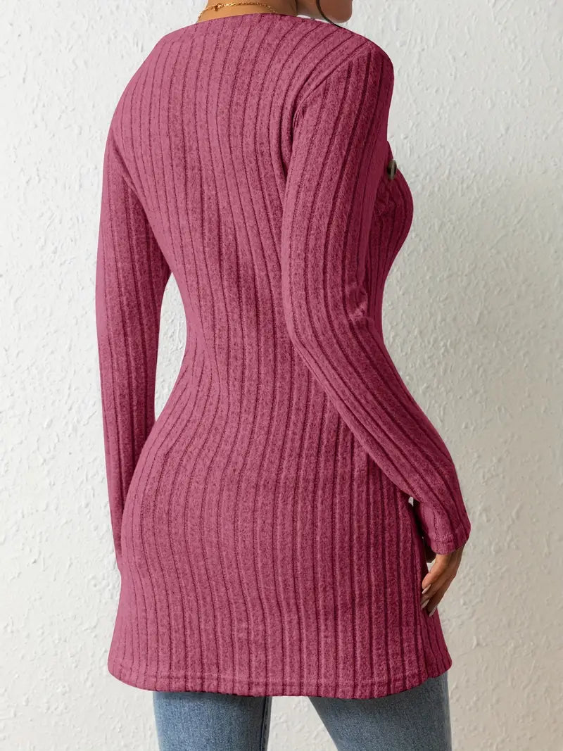 Maressa | Button Closure Ribbed Top