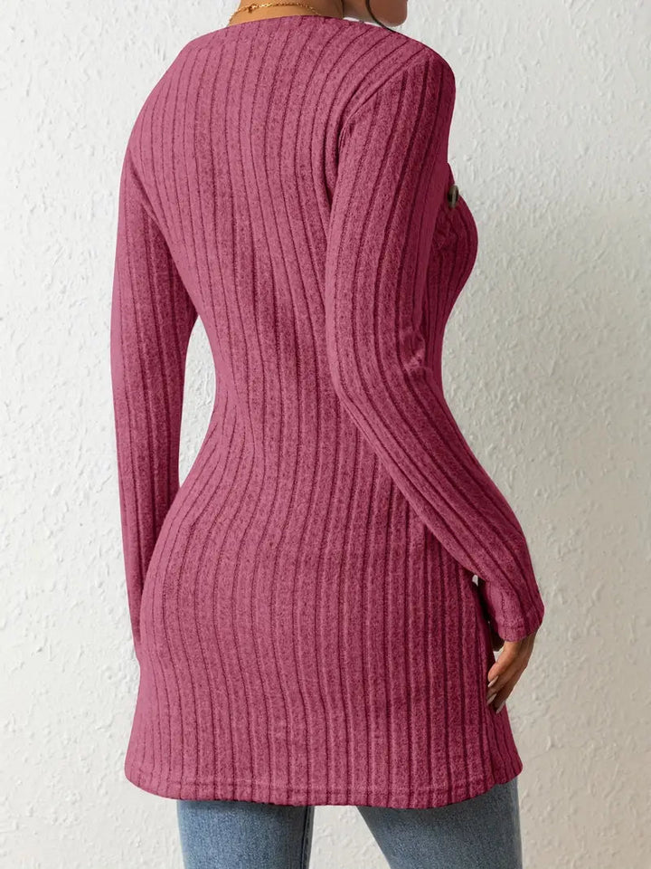 Maressa | Button Closure Ribbed Top