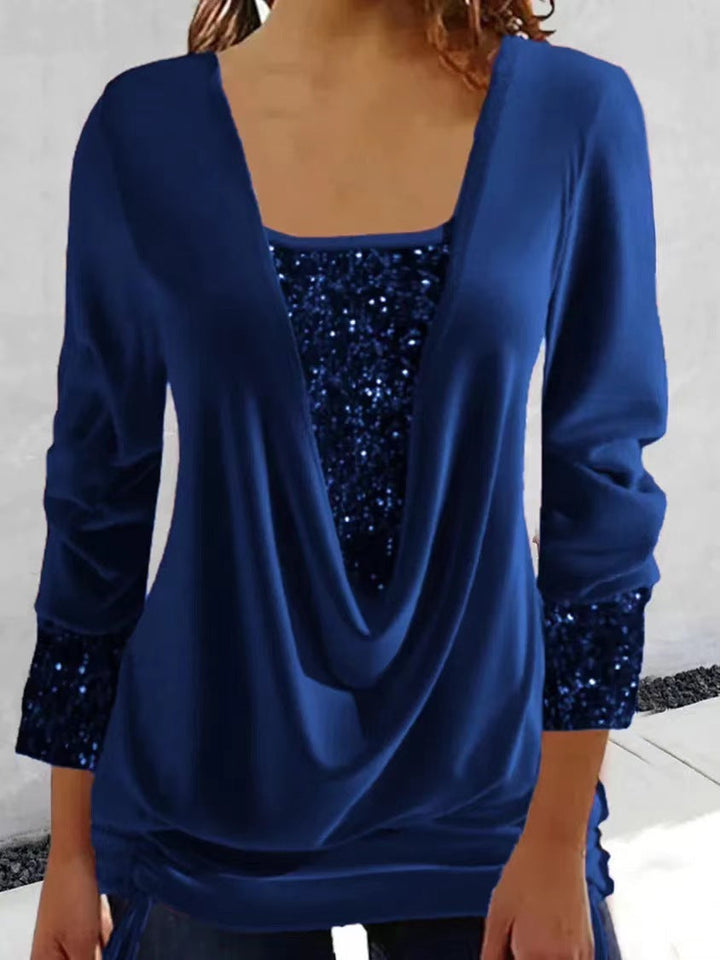 Elena | Elegant Sequin Drape Top