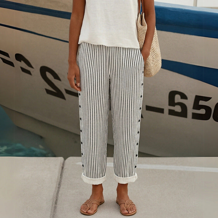 CAITLIN | Stylish Striped Button Pants