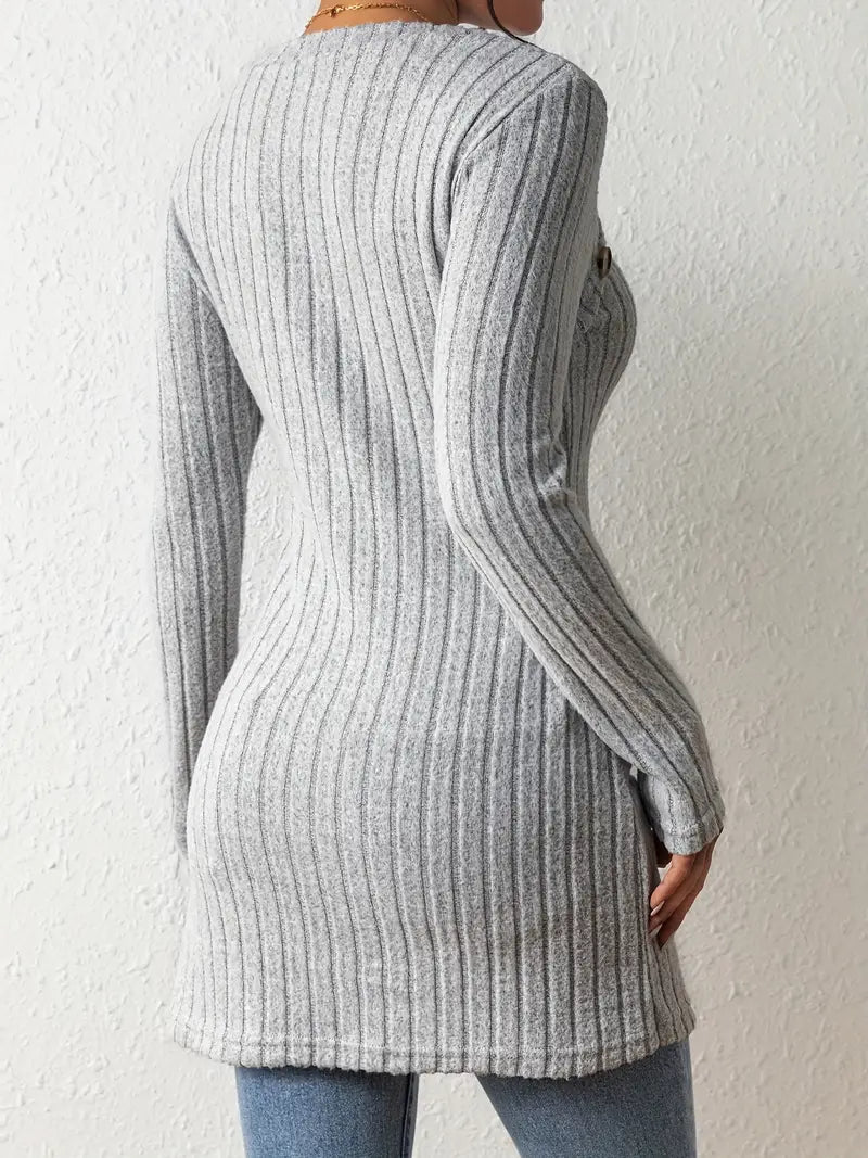 Maressa | Button Closure Ribbed Top