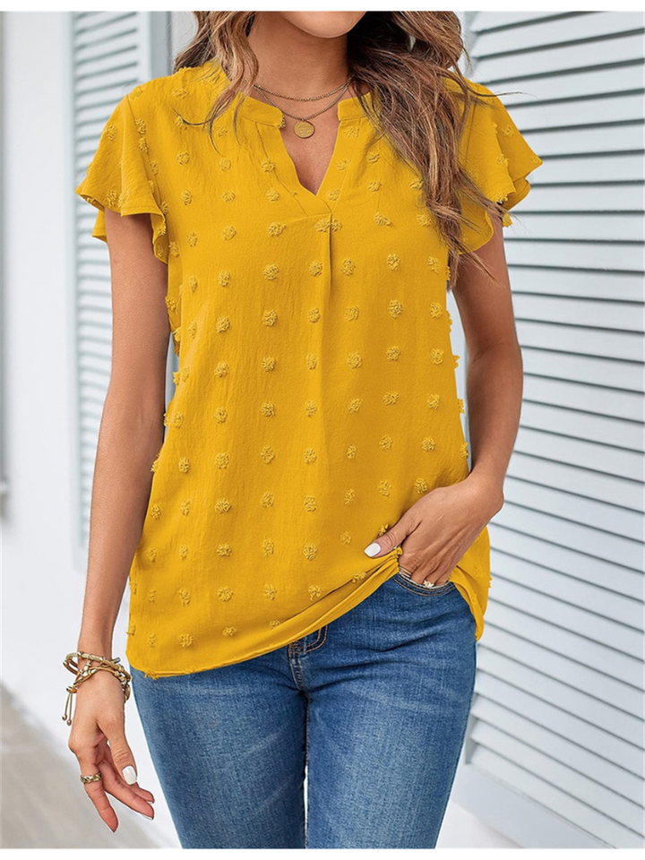 Kari | Chic Patchwork Blouse with Ruffles